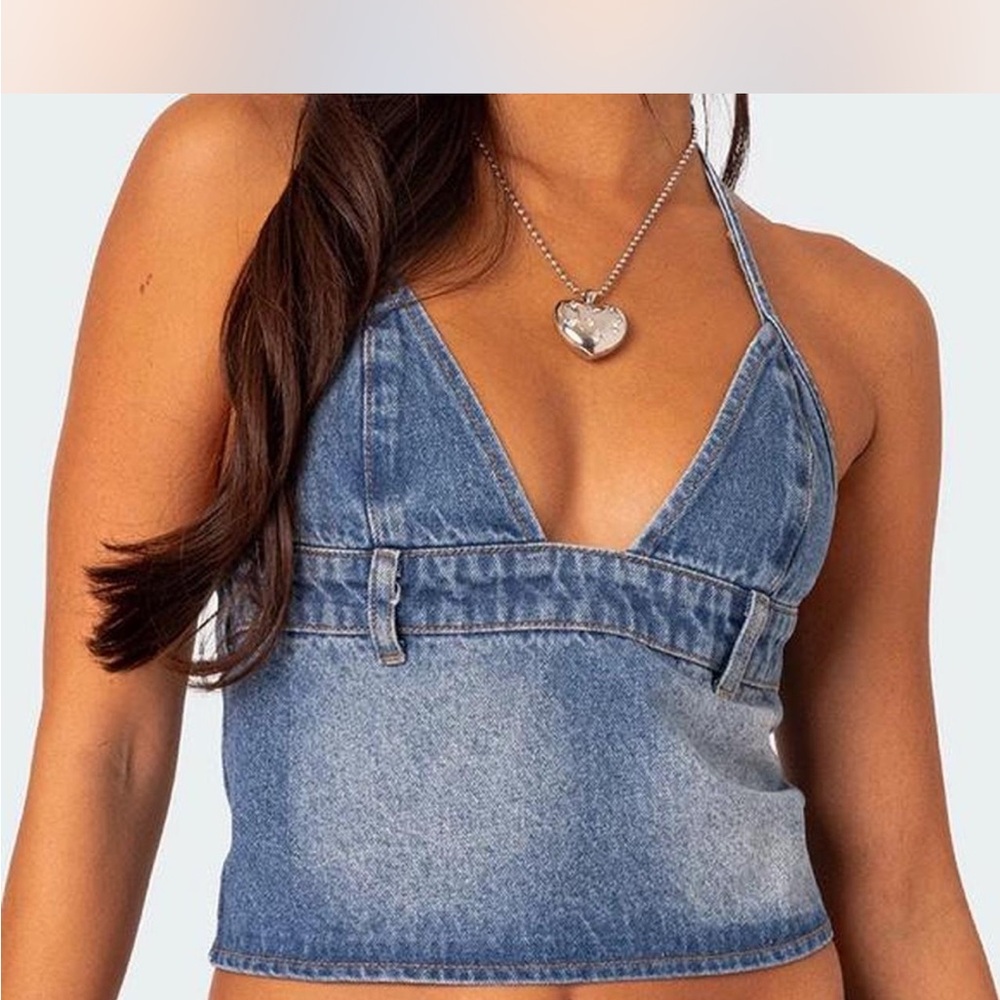 Edikted wanona denim halter top